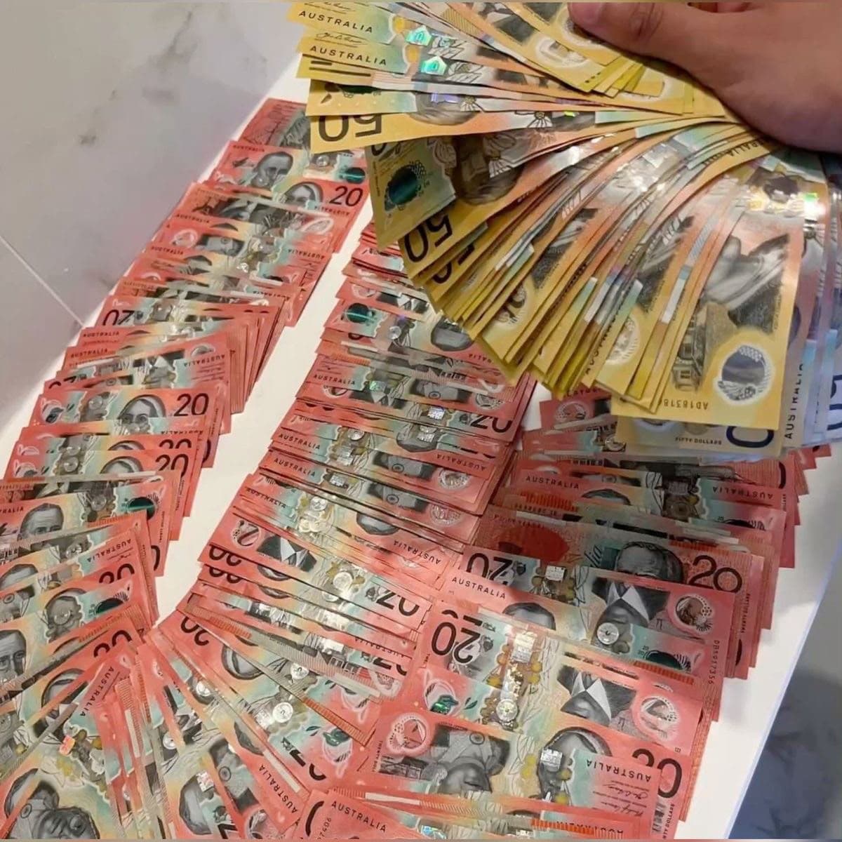 Play money australia vs prop money — handful of $20 and $50 specimen prop notes
